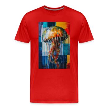 Méduse - T-shirt bio Premium Homme - rouge - Devant - Damien (186cm)