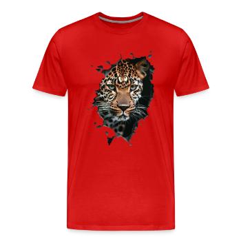 Leopard - Men's Premium Organic T-Shirt - red - Front - Damien (186cm)