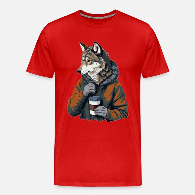 Wolf - Männer Premium Bio T-Shirt - Rot