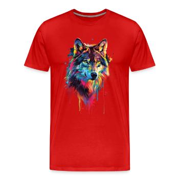 Wolf - Men's Premium Organic T-Shirt - red - Front - Damien (186cm)