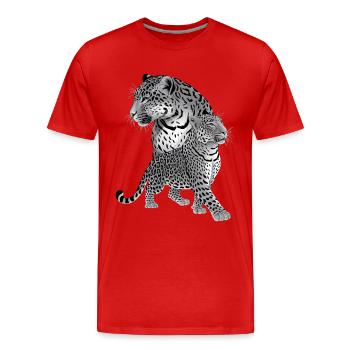 Leopard - Men's Premium Organic T-Shirt - red - Front - Damien (186cm)