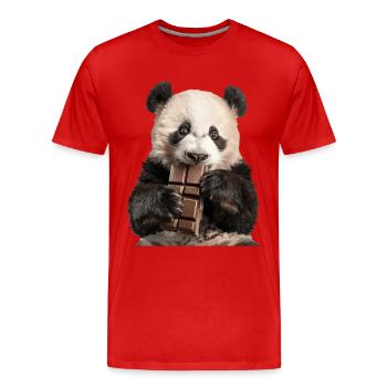 Panda - Männer Premium Bio T-Shirt - Rot - Vorne - Damien (186cm)