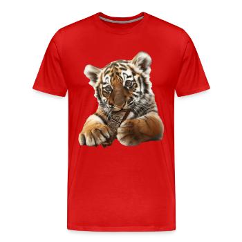 Tiger - Männer Premium Bio T-Shirt - Rot - Vorne - Damien (186cm)