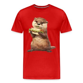 Otter - Männer Premium Bio T-Shirt - Rot - Vorne - Damien (186cm)