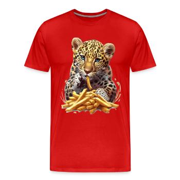 Leopard - Men's Premium Organic T-Shirt - red - Front - Damien (186cm)