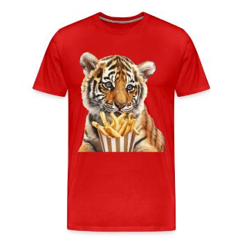 Tiger - Men's Premium Organic T-Shirt - red - Front - Damien (186cm)