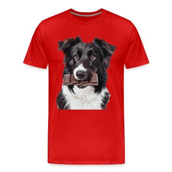 Border Collie - Men's Premium Organic T-Shirt - red - Front - Damien (186cm)