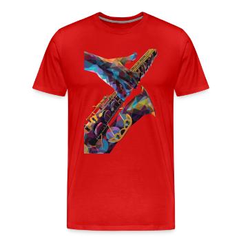 Saxophone - Men's Premium Organic T-Shirt - red - Front - Damien (186cm)