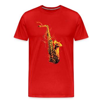 Saxophone - T-shirt bio Premium Homme - rouge - Devant - Damien (186cm)