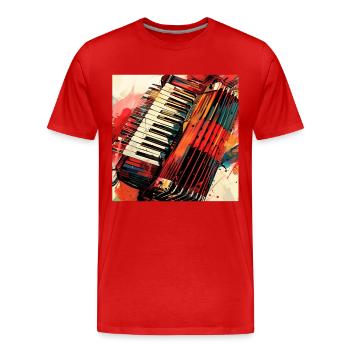 Accordion - Men's Premium Organic T-Shirt - red - Front - Damien (186cm)