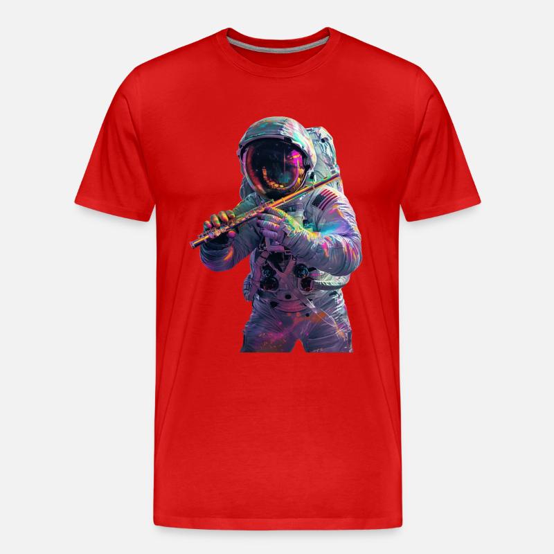 Astronaut Querflöte - Männer Premium Bio T-Shirt - Rot