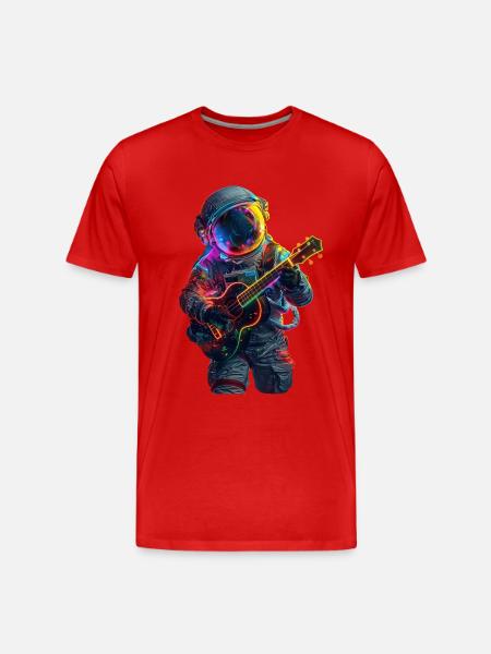 Astronaut Ukulele - Men's Premium Organic T-Shirt - red