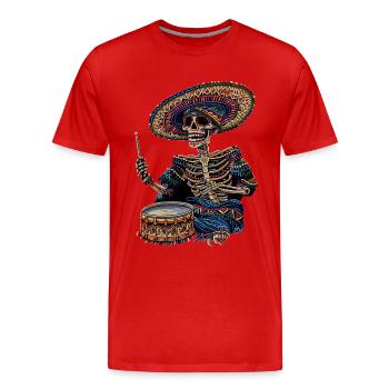 Mexikanisches Skelett Trommeln - Männer Premium Bio T-Shirt - Rot - Vorne - Damien (186cm)