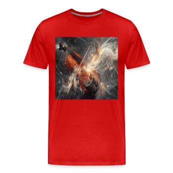 Violine - Männer Premium Bio T-Shirt - Rot - Vorne - Damien (186cm)