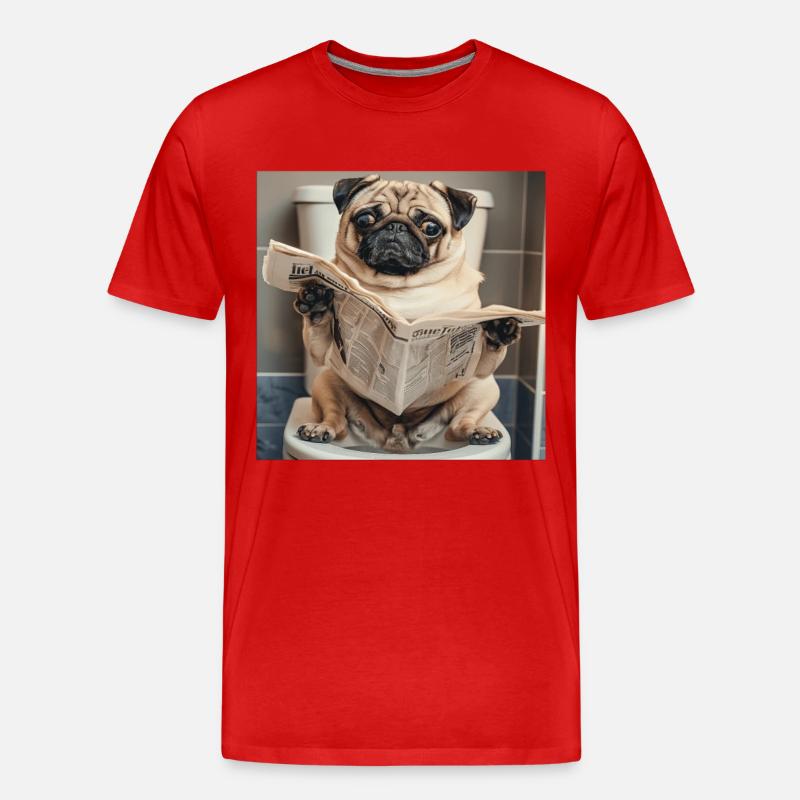Mops - Männer Premium Bio T-Shirt - Rot