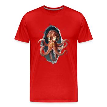 Tintenfisch - Männer Premium Bio T-Shirt - Rot - Vorne - Damien (186cm)