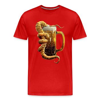 Wurm Bier - Männer Premium Bio T-Shirt - Rot - Vorne - Damien (186cm)