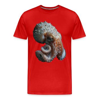 Tintenfisch - Männer Premium Bio T-Shirt - Rot - Vorne - Damien (186cm)