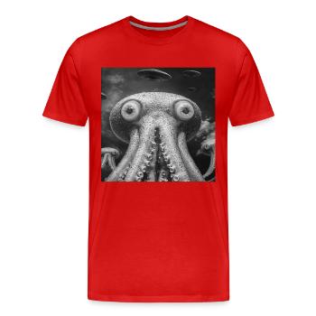 Tintenfisch - Männer Premium Bio T-Shirt - Rot - Vorne - Damien (186cm)