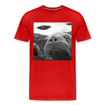 Walross - Männer Premium Bio T-Shirt - Rot - Vorne - Damien (186cm)