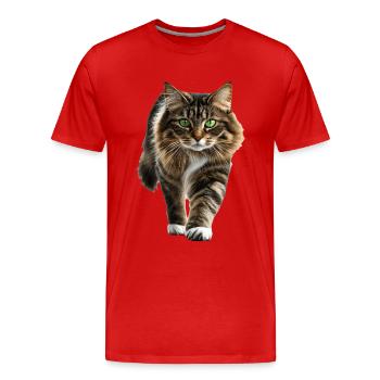 Norwegische Waldkatze - Männer Premium Bio T-Shirt - Rot - Vorne - Damien (186cm)