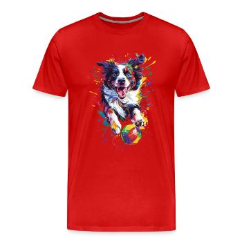 Border Collie - Männer Premium Bio T-Shirt - Rot - Vorne - Damien (186cm)