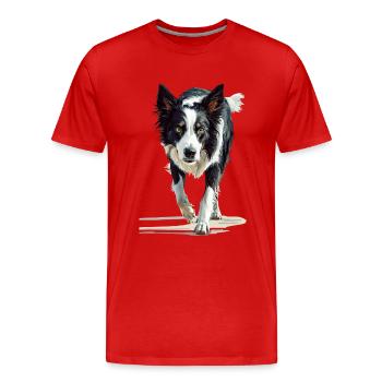 Border Collie - Männer Premium Bio T-Shirt - Rot - Vorne - Damien (186cm)