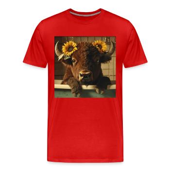 Bison - Männer Premium Bio T-Shirt - Rot - Vorne - Damien (186cm)