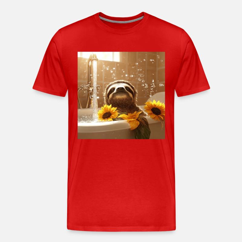 Faultier - Männer Premium Bio T-Shirt - Rot