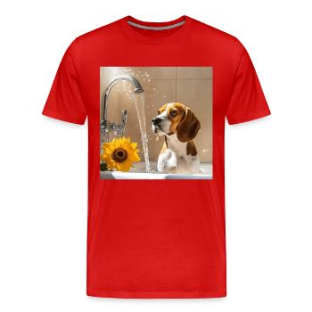 Beagle - Männer Premium Bio T-Shirt - Rot - Vorne - Damien (186cm)