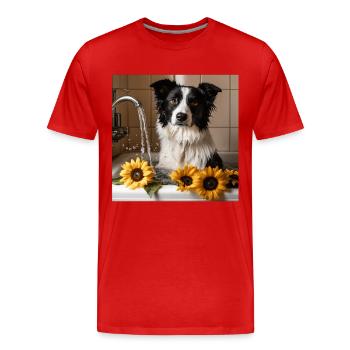 Border Collie - Männer Premium Bio T-Shirt - Rot - Vorne - Damien (186cm)