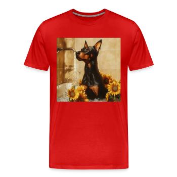 Dobermann - Männer Premium Bio T-Shirt - Rot - Vorne - Damien (186cm)