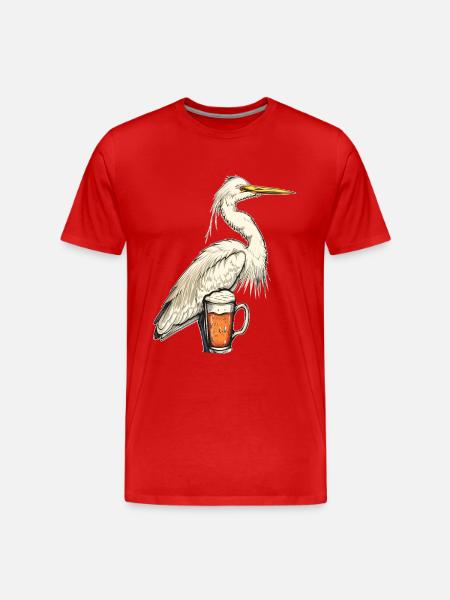 Reiher Vogel Bier - Männer Premium Bio T-Shirt - Rot