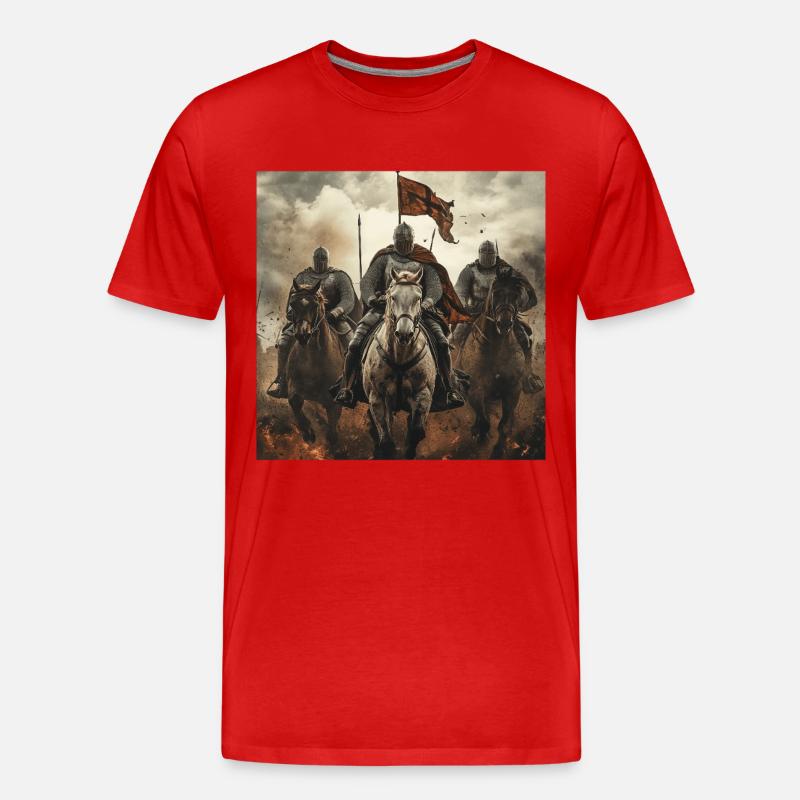 Ritter auf Pferd - Männer Premium Bio T-Shirt - Rot