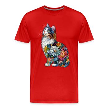 Norwegische Waldkatze - Männer Premium Bio T-Shirt - Rot - Vorne - Damien (186cm)