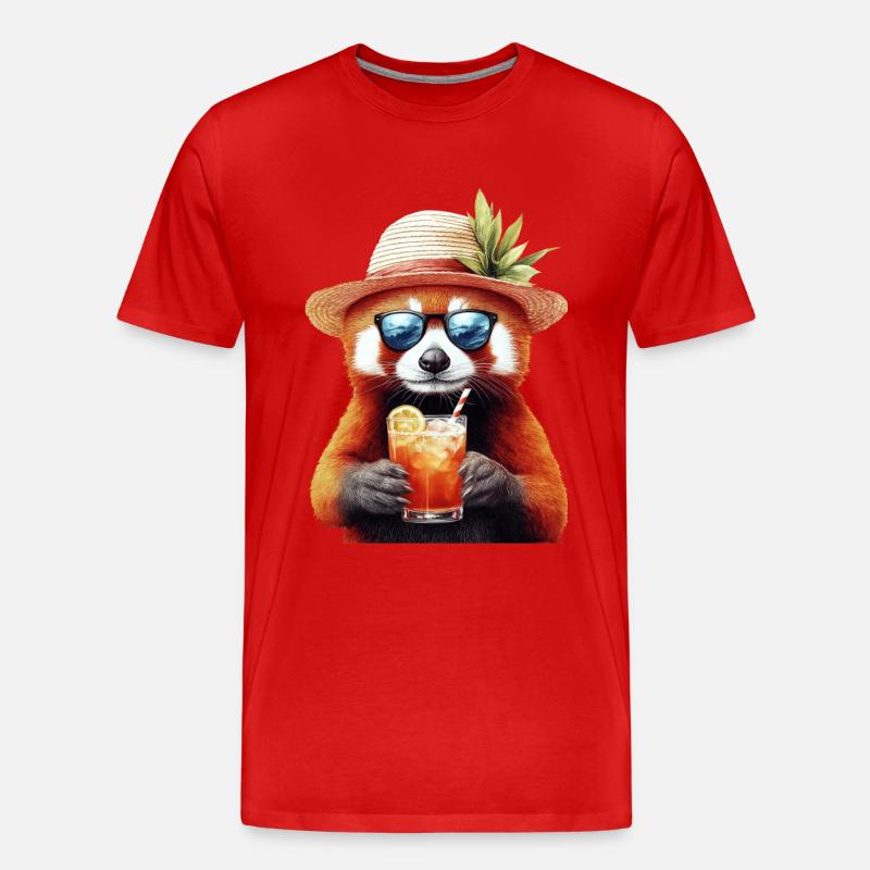 Roter Panda - Männer Premium Bio T-Shirt - Rot