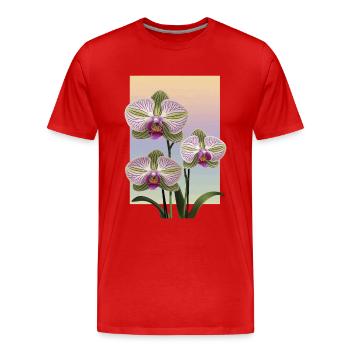 Orchidee - Männer Premium Bio T-Shirt - Rot - Vorne - Damien (186cm)