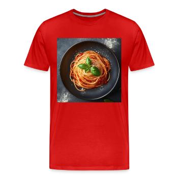 Pasta - Männer Premium Bio T-Shirt - Rot - Vorne - Damien (186cm)