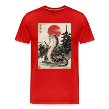 Samurai - Männer Premium Bio T-Shirt - Rot - Vorne - Damien (186cm)