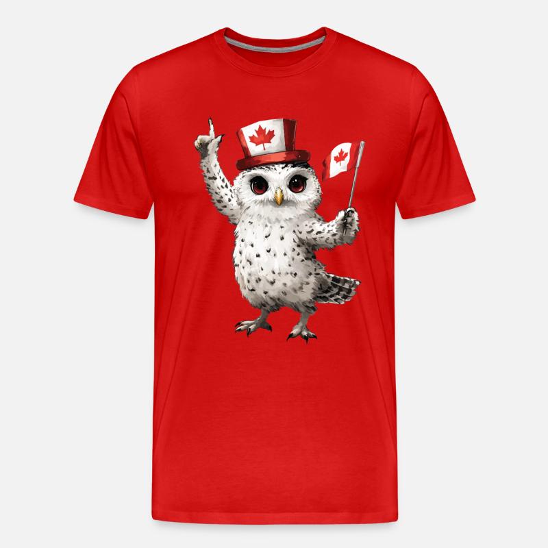 Schneeeule - Männer Premium Bio T-Shirt - Rot