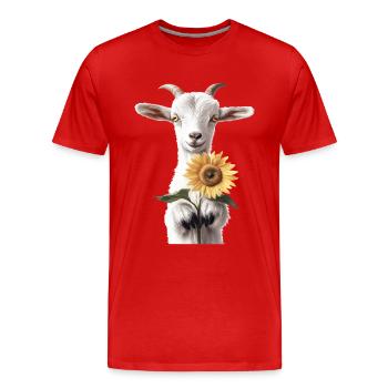 Lama - Männer Premium Bio T-Shirt - Rot - Vorne - Damien (186cm)