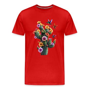 Kaktus - Männer Premium Bio T-Shirt - Rot - Vorne - Damien (186cm)
