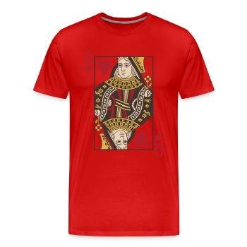 Karten Herz Königin Skat Poker Doppelkopf - Männer Premium Bio T-Shirt - Rot - Vorne - Damien (186cm)