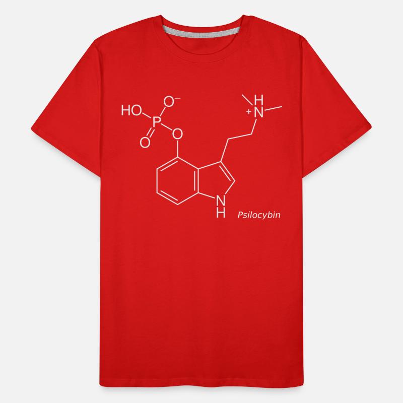 Molécule de psilocybine - blanche avec nom T-shirt bio Premium Homme