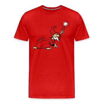 Attaque de chapeau magique Assistant baguette magi - T-shirt bio Premium Homme - rouge - Devant - Damien (186cm)