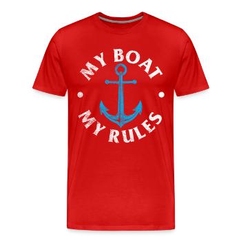 Mon bateau Mes règles Drôle Capitaine Boating Sail Saling - T-shirt bio Premium Homme - rouge - Devant - Damien (186cm)