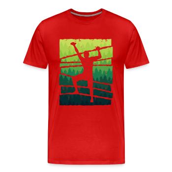 Climbing, Free Climbing, Boys, Mountains, Bouldering - Men's Premium Organic T-Shirt - red - Front - Damien (186cm)