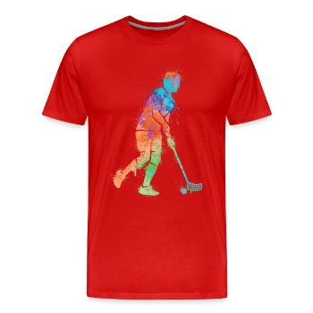 Floorball Salibandy Innebandy Boys Floorball - Men's Premium Organic T-Shirt - red - Front - Damien (186cm)