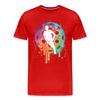 Floorball Innebandy Boys Kids Floorball - Men's Premium Organic T-Shirt - red - Front - Damien (186cm)