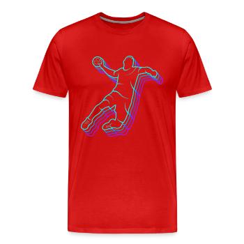 Joueur de handball Joueur de handball Hommes Handball Garçons - T-shirt bio Premium Homme - rouge - Devant - Damien (186cm)